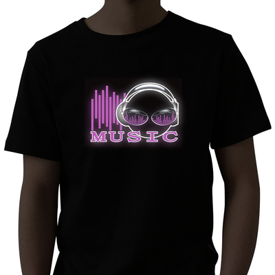 円形の首の音は夏のためのLEDのTシャツの短い袖を活動化させた