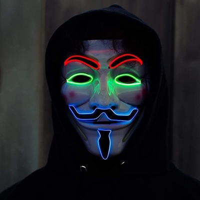 ハロウィン交互復讐のマスクの匿名の人のための白いLEDのマスクV