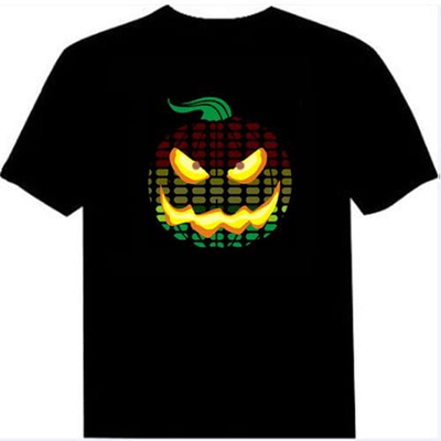 声制御はLEDのTシャツの大人のための100%の綿の円形の首の上でつく