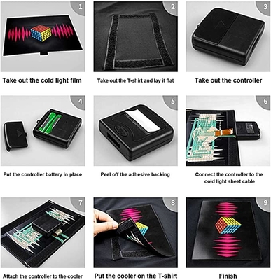 黒く点滅するLEDのTシャツの無線音楽の上の可聴周波制御ライト