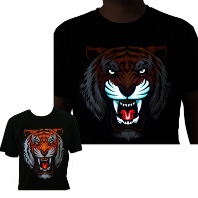 LEDは党DJのナイトクラブのために明るいトラの軽い音3の点滅モードのTシャツをつける