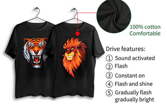 LEDは党DJのナイトクラブのために明るいトラの軽い音3の点滅モードのTシャツをつける