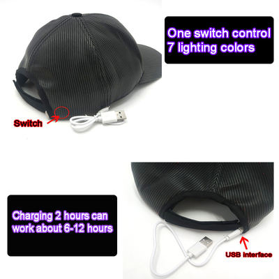 7色軽いUSB充満を用いる明るいLEDの野球帽の帽子