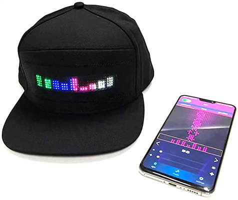 印のBluetooth生気に満ちたLEDの帽子プログラム可能なメッセージの黒の帽子